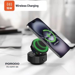 خرید هولدر موبایل، شارژر بی سیم خنک کننده پورودو Porodo مدل PD-HSM17-BK توان 15 وات