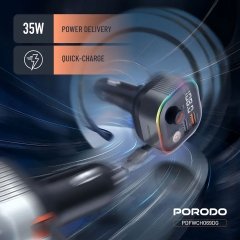 فروش شارژر فندکی و فرستنده FM پورودو Porodo مدل PDFWCH069DG توان 65 وات (A)