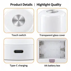 چراغ خواب لمسی مدل C107 شارژی با نور LED چند رنگ