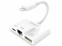 مبدل لایتنینگ 3 در 1 ارلدام Earldom OT53 Plug And Play Lightning To RJ45 Ethernet Lan Wired Network + USB 3.0 OTG Converter