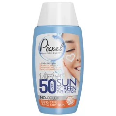 کرم ضد آفتاب بی رنگ پیکسل با 50+SPF مناسب پوست خشک و معمولی