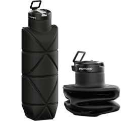 بطری آب سیلیکونی تاشو پورودو Porodo مدل PDLJ1026BK ظرفیت 700 میل