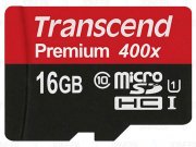 رم میکرو اس‌دی 16 گیگابایت Transcend Class 10 Premium 400X