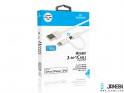 کابل شارژ و انتقال داده دو سر نزتک Naztech Hybrid 2-in-1 micro/lightning/data 6ft MFi cable