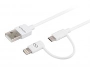 کابل شارژ و انتقال داده دو سر نزتک Naztech Hybrid 2-in-1 micro/lightning/data 6ft MFi cable