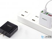 شارژر دیواری سریع 3 پورت راک Rock T14 3-Port Travel Charger With Digital Display