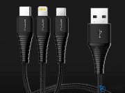 کابل شارژ سه سر راک Rock Hi-Tensile 3 in 1 Charging Cable Version A