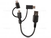 کابل شارژ سه سر میکرو یو اس بی و لایتنینگ و تایپ سی انرژیا Energea Nylotough Cable 3 In 1 Micro USB And Lightning And Type-C 18CM