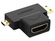 مبدل میکرو و مینی اچ دی ام آی به اچ دی ام آی Ugreen 20144 Micro HDMI+Mini HDMI to HDMI Female