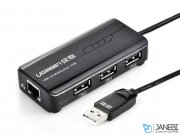 هاب اترنت و یو اس بی یوگرین Ugreen 20264 USB 2.0 Ethernet + 3 Ports USB 2.0 Hub