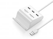هاب یو اس بی 3 پورت و کارت خوان یوگرین Ugreen US156 USB 3.0 3-Ports Hub + Card Reader And Phone Stand