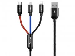 کابل سه سر بیسوس Baseus Three Primary Colors 3 in 1 Cable