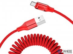 کابل تایپ سی  فست تلفنی راک Rock RCB0657 Type-C Stretchable Cable 1.5m