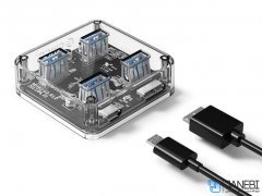 هاب 4 پورت همراه کابل 1 متری اوریکو Orico 4 Port USB3.0 Transparent HUB MH4U-U3-10