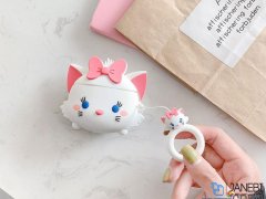 کاور محافظ سیلیکونی ایرپاد طرح گربه ماری Marie Cat Silicone Case Apple Airpods