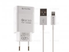 شارژر دیواری سریع و کابل لایتنینگ باوین Bavin PC658Y Lightning Charger