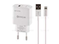 شارژر دیواری سریع و کابل لایتنینگ باوین Bavin PC505Y Lightning Charger