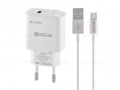 شارژر دیواری سریع و کابل میکرو یو اس بی باوین Bavin PC505Y Micro USB Charger