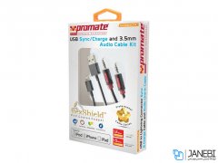 کابل شارژ و انتقال داده و صدا لایتنینگ پرومیت Promate linkMate.LTA USB to Lightning Sync/Charge & 3.5mm Audio Cable