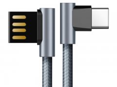 کابل شارژ و انتقال داده تایپ سی راک Rock Type-C Dual-end L-shaped Metal Charge & Sync Cable