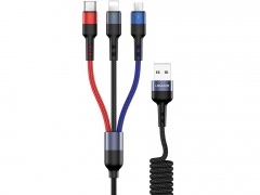 کابل شارژ سه سر یوسامز Usams U26 3IN1 Spring Charging Cable 1.5m