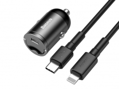 شارژر فندکی فست شارژ ماشین با کابل تایپ سی یک متری بیسوس TZVCHX-0G