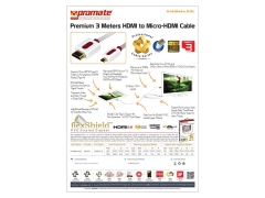 کابل میکرو اچ دی ام آی به اچ دی ام آی پرومیت Promate LinkMate-H3L HDMI Cable 3m
