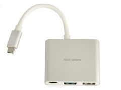 مبدل تایپ سی به تایپ سی و یو اس بی راک Rock Type-C to USB+Type-C