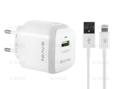 شارژر دیواری سریع و کابل لایتنینگ باوین Bavin PC359Y Lightning Charger