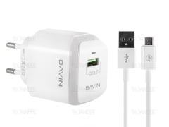 شارژر دیواری سریع و کابل میکرو یو اس بی باوین Bavin PC359Y Micro USB Charger