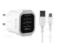 شارژر دیواری سریع و کابل میکرو یو اس بی باوین Bavin PC396Y Micro USB Charger
