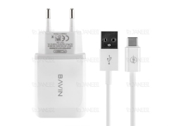 شارژر دیواری سریع و کابل تایپ سی باوین Bavin PC388Y Type-C Charger