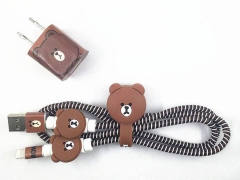 پک کیف و محافظ کابل شارژ آیفون خرس قهوه ای Cover Charger Protector Brown bear