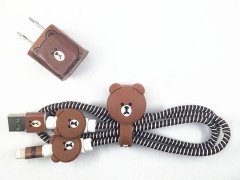 پک کیف و محافظ کابل شارژ آیفون خرس قهوه ای Cover Charger Protector Brown bear
