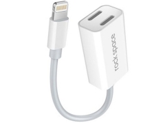 کابل شارژ و صدا دوتایی لایتنینگ راک Rock Lightning Charge Audio 2in1 CableII