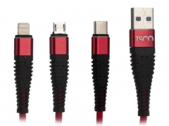 کابل شارژ سه سر تسکو  TSCO TC A33 Lightning/Type-C/microUSB 1.2m