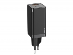 شارژر دیواری دو پورت سریع بیسوس با کابل شارژ Baseus CCGAN45UE GaN Mini Quick Charger 45W