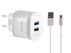 شارژر دیواری و کابل میکرو یو اس بی باوین Bavin PC390Y Micro USB Charger