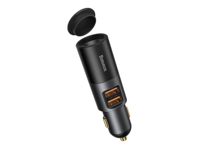 شارژر فندکی فست شارژ ماشین 60 وات دو پورت بیسوس CCBT-D0