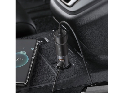 شارژر فندکی فست شارژ ماشین 60 وات دو پورت بیسوس CCBT-D0