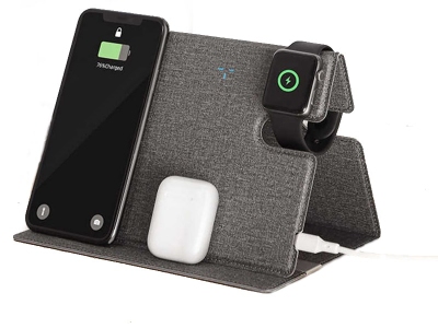 شارژر بی سیم سه کاره راک Rock Leather 3 in 1 Wireless Charger RWC-0515