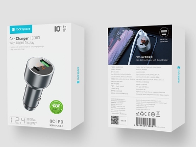 شارژر فندکی فست شارژ ماشین راک اسپیس RAU0680 C303