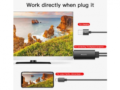 کابل لایتنینگ به اچ دی ام آی یسیدو Yesido HM04 Lightning To HDMI Adapter 1.8m