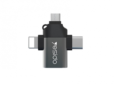 مبدل میکرو یو اس بی تایپ سی و لایتنینگ یسیدو Yesido GS15 3 In 1 OTG Adapter USB To Type-C/Micro USB/Apple Port Converter