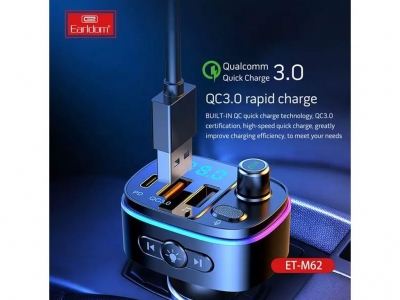 شارژر فندکی فست شارژ ماشین با قابلیت پخش موسیقی و تماس ارلدام ET-M62