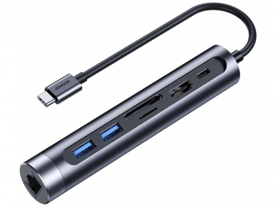 آداپتور هاب چند منظوره جویروم Joyroom USB 3.0*2+HDMI+Type-C+TF+SD+LAN S-H111