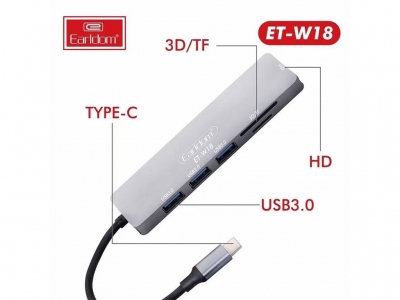 هاب و کارت خوان تایپ سی ارلدام Earldom ET-W18 Type-C Hub