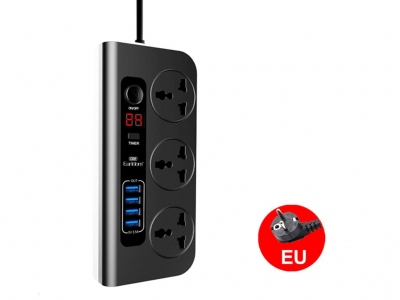 چند راهی و شارژر 3 سوکت و 4 یو اس بی تایمردار ارلدام Earldom ES-SC02 EU Smart Power Strip