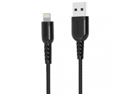 کابل شارژ سریع لایتنینگ پورودو Porodo Metal Braided Lightning Cable PD-LMETRP12-BK
