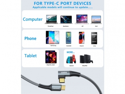کابل داده شارژ سریع جویروم JOYROOM Type-C to Type-C Fast Charging Cable Elbow Data Cable Cord S-1550N12